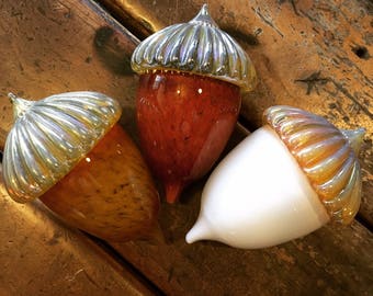 Hand blown glass acorns