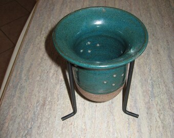 Deep Emerald Green Planter with Stand, Handmade