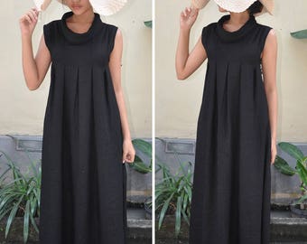 Linen Maxi Dress, Black Linen Dress, Maternity Dress, Maxi Summer Dress, Plus Size Dress. Gift For Her