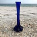 Vintage (1980's) Cobalt Blue Glass Handblown Twisted Ribbed Bud Vase