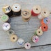 36 Vintage Spools~ Wooden Spools~ Vintage Thread Lot ~ Vintage Thread Green Blue Turquoise White ~ Old Thread Wood Silk Thread Cotton