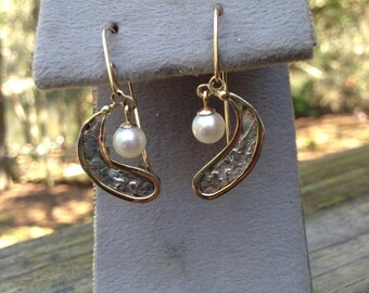 Complete and ready to ship 14k Atocha Fragment Earrings w/ Cultured Pearl Dangles