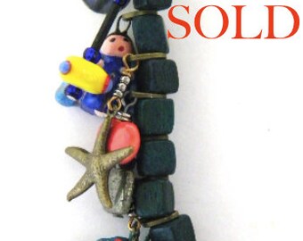 Treasure Necklace 25"- Jangle-Teachers-Kazuri-Charms-Vintage