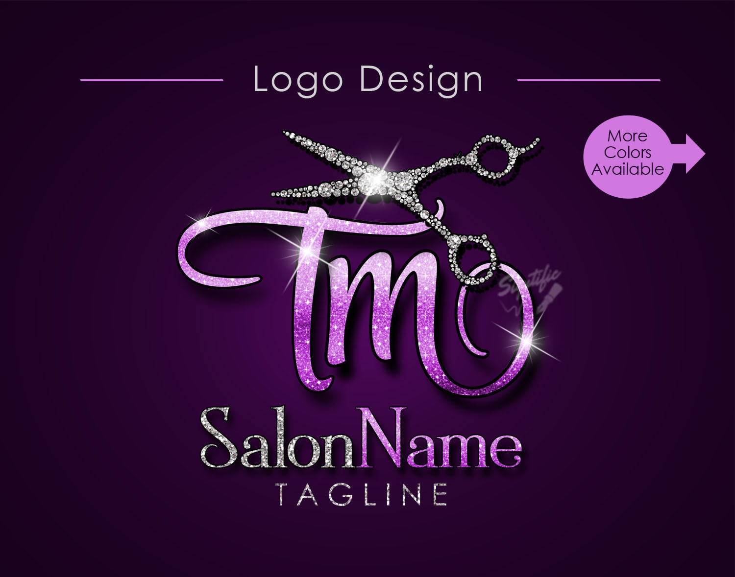 Hair Salon Logo, Salon Name Initials Logo, Bling Diamond Scissors Logo, Hair Collection Logo ...