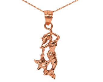 14k Rose Gold Mermaid Necklace