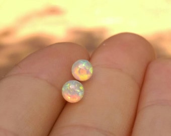 fire opal studs, Rainbow Opal studs, Small Opal Earrings, Opal Stud Earrings, white bridal studs, opal silver jewelry, Opal silver earrings