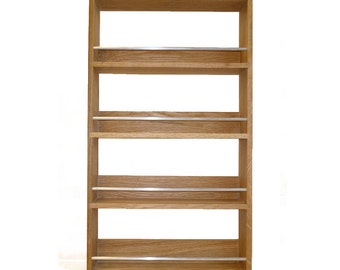 Solid Oak Spice Rack Contemporary Style 4 Shelves Freestanding or Wall Mounted Kitchen Storage