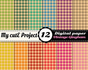 Digital paper Gingham Vintage | Digital Paper gingham | Scrapbook papers gingham | Digital paper vintage | Scrapbook paper vintage | N325