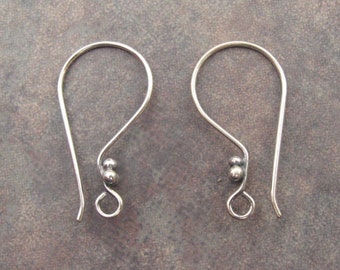2 Bali Sterling Silver Oxidized Earwires with Ball 22 x 12mm Low Shipping