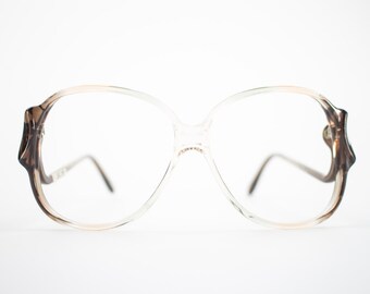 Vintage 70s Glasses | Clear Brown Oversized Eyeglass Frame | NOS 1970s Round Eyeglasses | Deadstock Eyewear - Riga 2