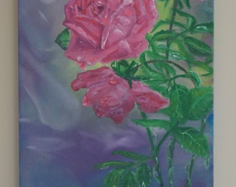 Crimson Roses, original oil painting,