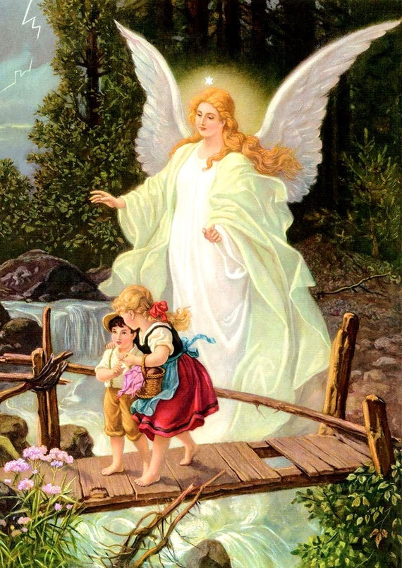 Angel print Guardian Angel Angels and cherubs Catholic posters