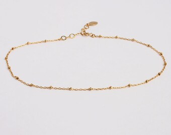 Gold Anklet, Delicate Anklet Bracelet, Beaded Gold Chain Anklet, 14k gold filled anklet