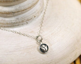 Lotus Necklace, Sterling Silver Lotus Necklace, Lotus Charm Necklace, Yoga Necklace, Flower Necklace, Tiny Lotus Necklace, Yoga Jewelry