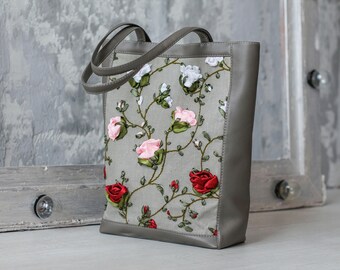 Handmade_Handbag_Beautiful and Original Eco bag_handmade satin ribbons embroidery_handbag_tote_Fisenko brand