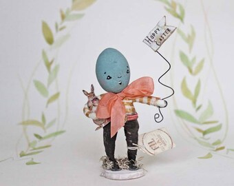 Ostern Nostalgische Wattefigur Osterei Figurine Spun Cotton