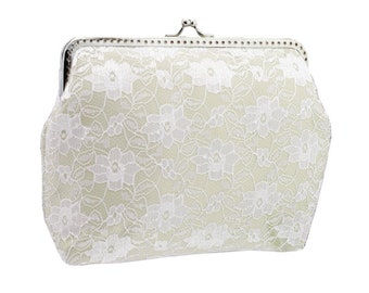 ivory clutch bride bag bridal bag wedding clutch bag bridesmaid clutch bag clutch bag chain satin lace bride wedding ivory white 1900