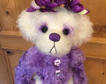 PENELOPE LOVES PURPLE: a handmade artist teddy bear from Jazzbears