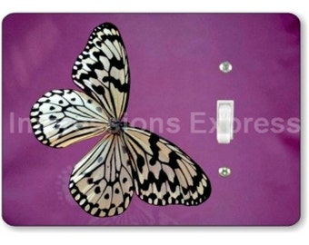 White Butterfly Insect Single Toggle Light Switch Plate Cover
