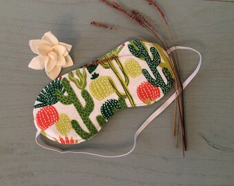 Desert Cactus Succulents Sleep Mask, eye pillow, eye mask, travel accessory, sleeping mask, blindfold, spa mask, natural sleep aid, Handmade
