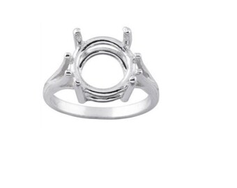 9mm - 15mm Round Pre-Notched Wire Mount Solid Sterling Silver Ring Setting Size 7