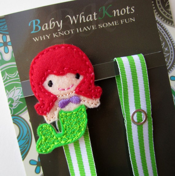 Mermaid Pacifier Clip Red Head Mermaid Pacifier Clip Fish