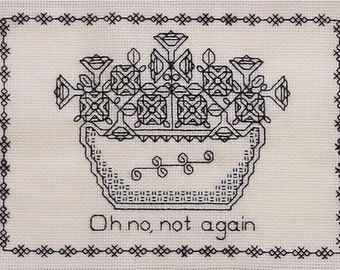 Petunias Blackwork Pattern Hitchhiker's Guide to the Galaxy PDF Download Only Geek Embroidery