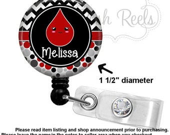 Phlebotomist Badge Holder - Personalized Phlebotomist Badge Reel - Choice of Badge Reel, Stethoscope ID Tag, Carabiner or Lanyard - 1161