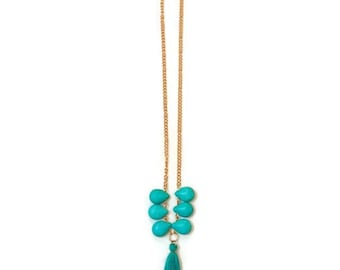 Turquoise Gemstone Necklace - Turquoise Tassel Necklace - Long Turquoise Necklace - Long Tassel Necklace - Long Gemstone Necklace