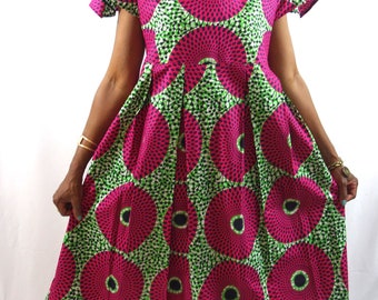 African Dress for women, African Print Dress, African Clothing, Midi Dress, Pink Dresses, Jupe Midi, Summer Dress