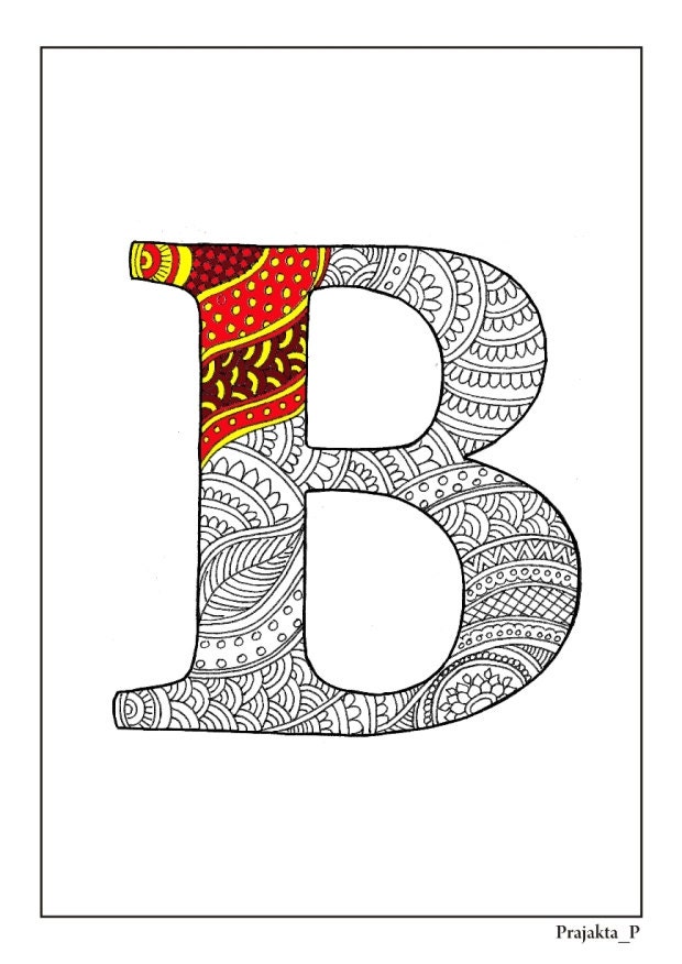 Zentangle Alphabet Coloring Pages Henna Doodle Alphabet