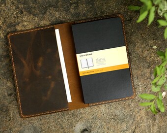 Leather notebook cover for moleskine classic notebook Large size / retro leather cover case for moleskine Large Cahier Volant Journal MA505S