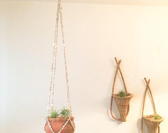 Vintage Shell Plant Hanger w/ Pot