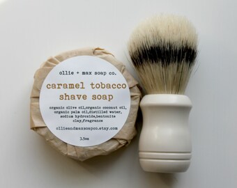Caramel Tobacco Vegan Shave Soap, Shaving Soap, Soap for Men, Vegan Soap