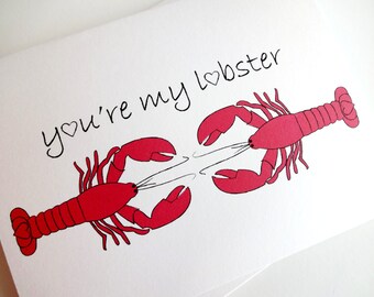 Lobster Card - You're My Lobster - Anniversary - Birthday - Wedding - Groom - Fiance - Boyfriend