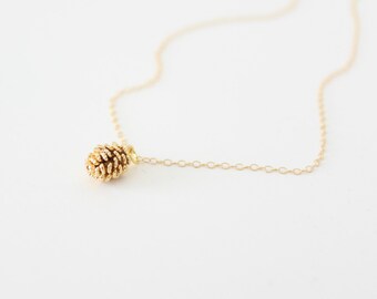 Gold Pinecone necklace - dainty necklace - woodland necklace - forest necklace - nature necklace - best friend gift - camping gift