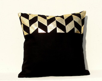 Gold Cushion Cover, Geometric Pillow Case, Holiday Decorative Pillow Case , Gold 02