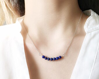 Dainty Lapis Lazuli Necklace in Solid 925 Sterling Silver | Minimalist Jewelry | Delicate Jewellery | September Birthstone