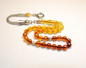 Amber Tasbih Islam Prayer Beads Tasbih Subha Genuine Baltic Amber 33 Round Faceted Beads Perfect Cut Best Quality