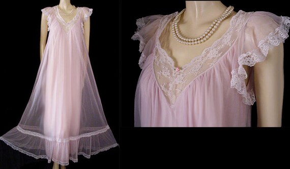 Vintage Tosca Nightgown Double Nylon nightgown Princess Pink