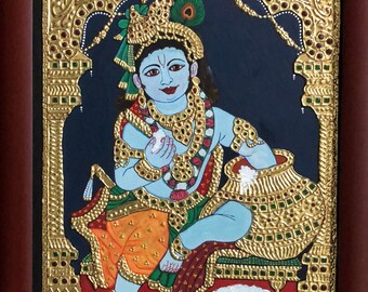 Beautiful Krishna Tanjore painting