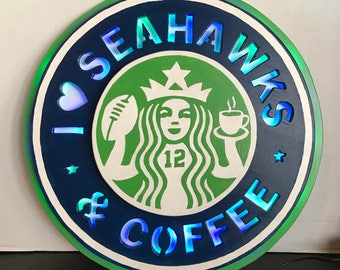 Seattle Seahawks and Coffee Sign