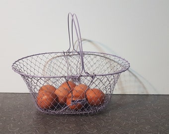 Vintage Lavender Collapsible Wire Egg Basket 1950's