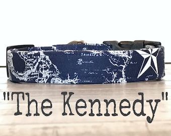 Dog Collars for Boys, DOG COLLAR, The Kennedy, Navy Dog Collar, Nautical, Dog Collars,
