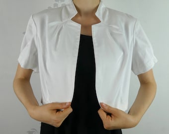 RETRO WHITE JACKET 1990s Shrug R & K Originals Size Medium