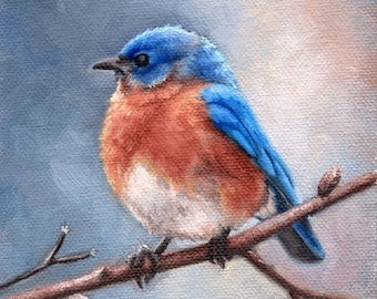 Eastern bluebird - bird art print - bird painting - Open edition print