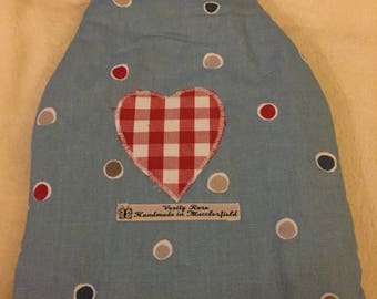 Spotty Hot Water Bottle Cover with sailing boats, hottie cover, hot water bottle cosy