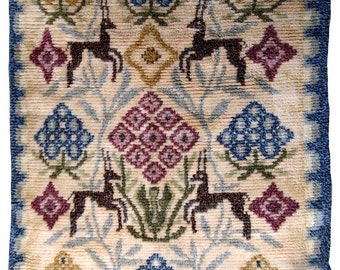 Handmade vintage Scandinavian Rya rug 4.3' x 6.7' ( 131cm x 204cm) 1950s