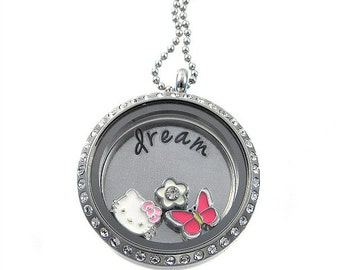 Pick 3 Charms / Floating Locket / Memory Locket / Dream / Hand Stamped Jewelry