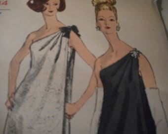 Vintage 1960's Vogue 6596 Special Design Evening Dress Sewing Pattern Size 12 Bust 32
